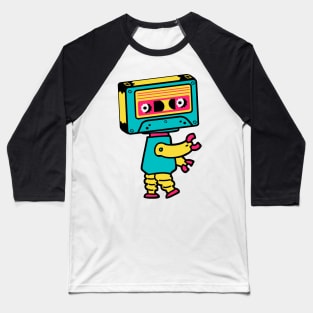 Cassette Bot The Retro Cassette Tape Robot Baseball T-Shirt